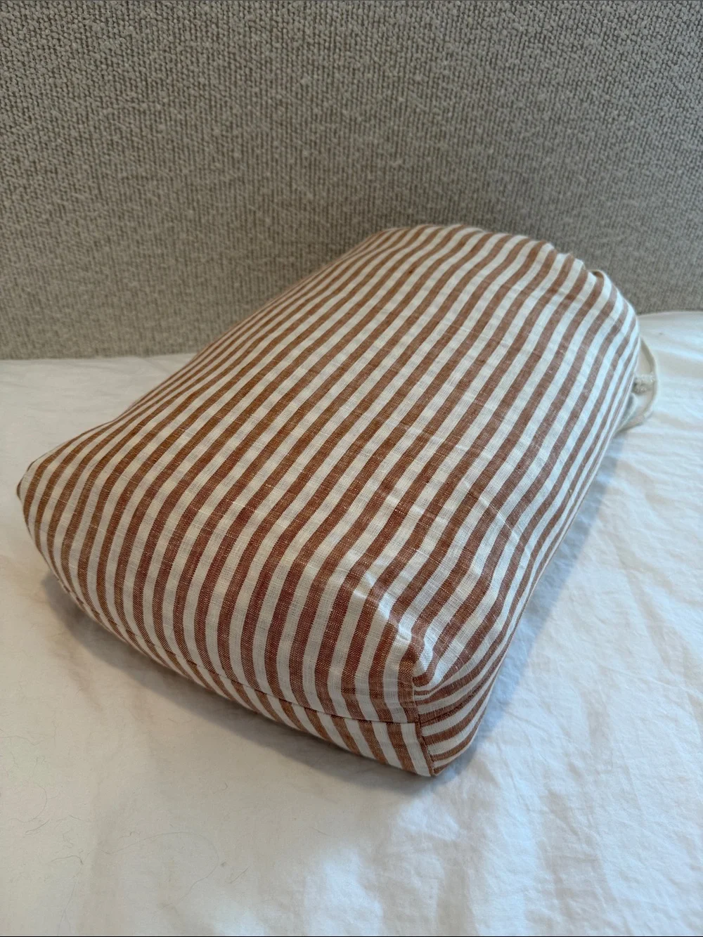 Quince European Linen Stripe Duvet Cover Terracotta white stripe